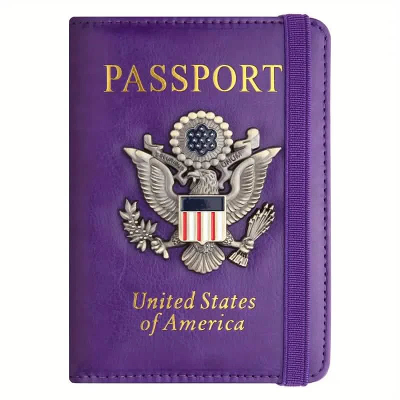 Creative Passport Holder Cover With 3D Metal Badge Bags & Travel Purple - DailySale