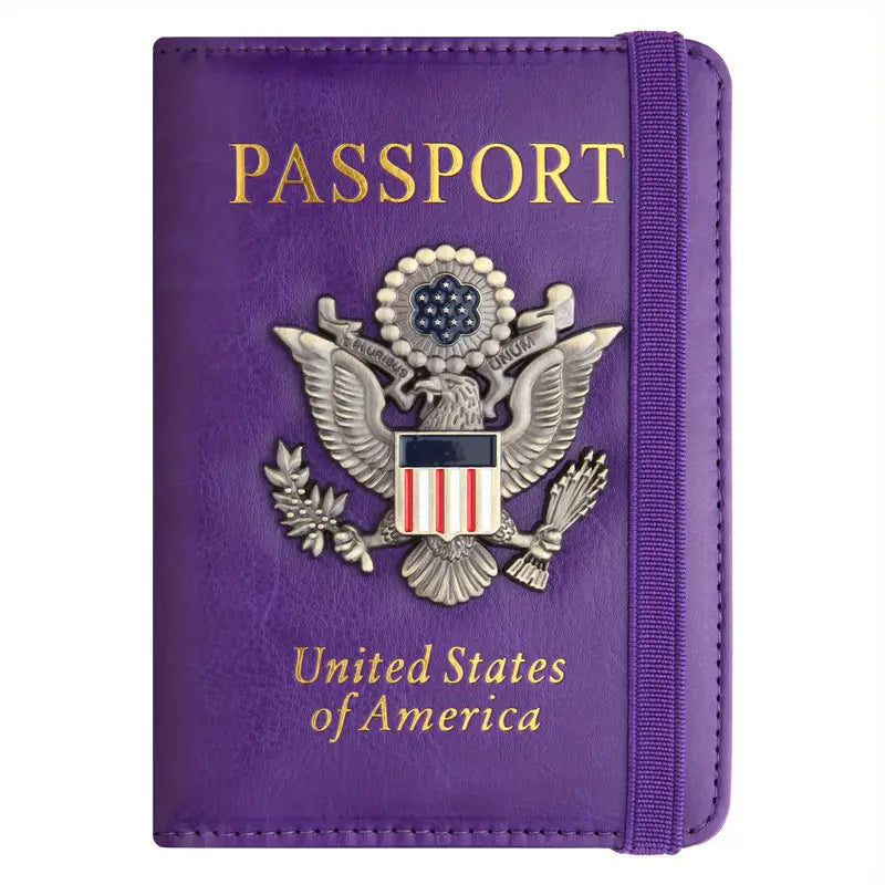 Creative Passport Holder Cover With 3D Metal Badge Bags & Travel Purple - DailySale