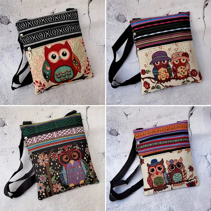 4 Creative Style Cute Owl Crossbody Bags side by side