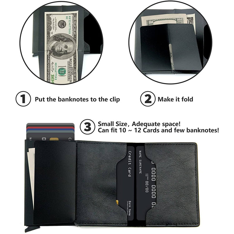 Credit Card Holder RFID Blocking Genuine Leather Vintage Aluminum Business Wallet Bags & Travel - DailySale