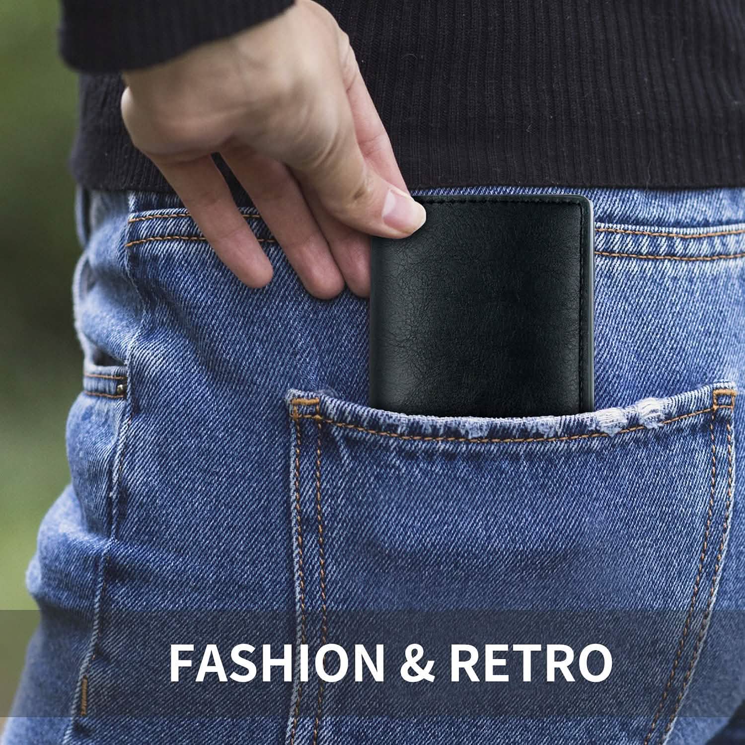Credit Card Holder RFID Blocking Genuine Leather Vintage Aluminum Business Wallet Bags & Travel - DailySale
