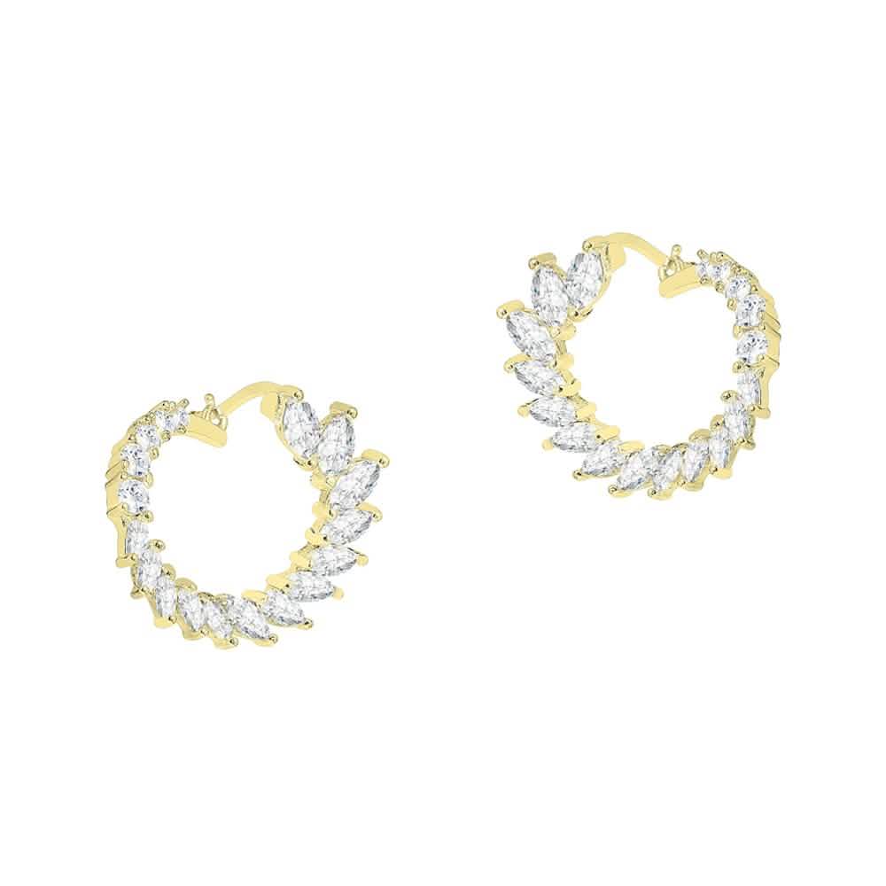 Crescent Moon Earrings Made With Crystals Earrings Gold - DailySale
