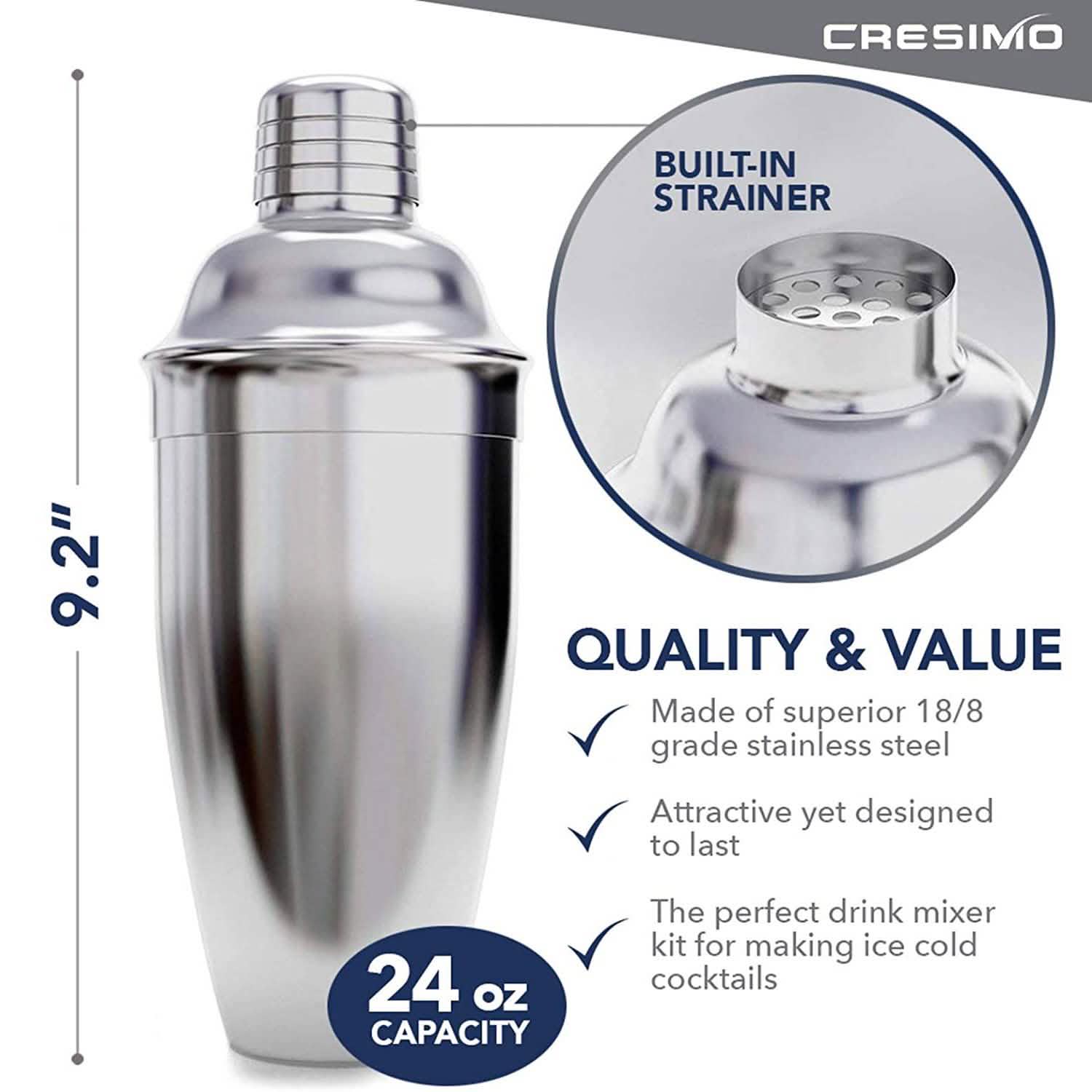 Cresimo 24 Ounce Cocktail Shaker Bar Set Kitchen & Dining - DailySale