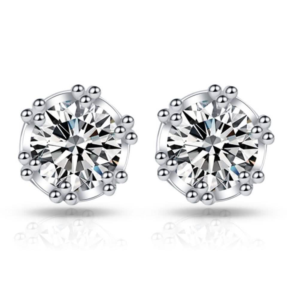 Crown Designed Stud Earring with Cubic Zirconia Stones Jewelry - DailySale