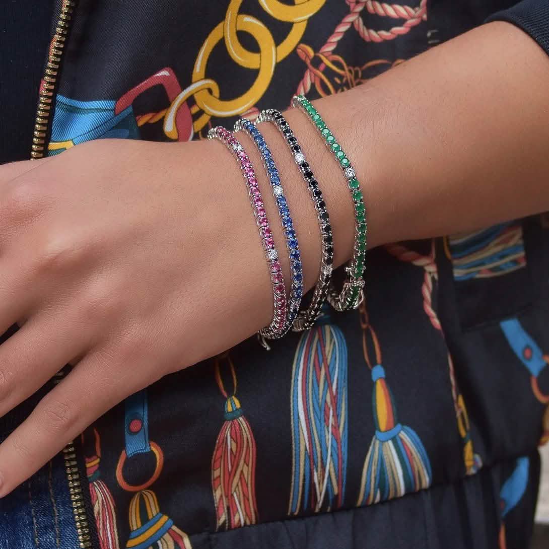 Crystal Accent Colored Stone Tennis Bracelet Bracelets - DailySale