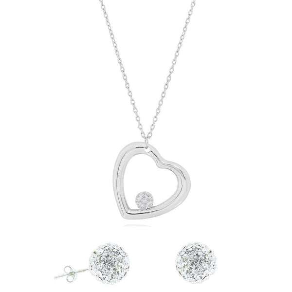 Crystal Heart Necklace and Stud Set Necklaces - DailySale