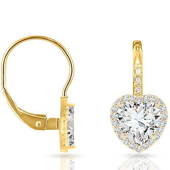 Crystal Lever-back Halo Heart Earrings Earrings Gold - DailySale