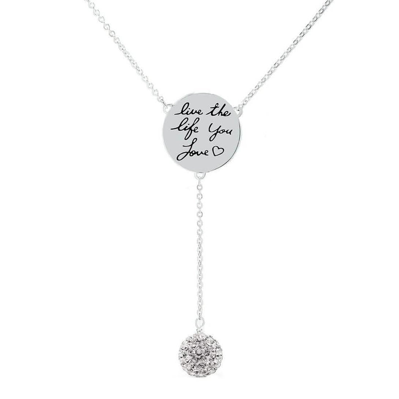 Cubic Zirconia Engraved Inspirational Necklaces Necklaces Live The Life - DailySale