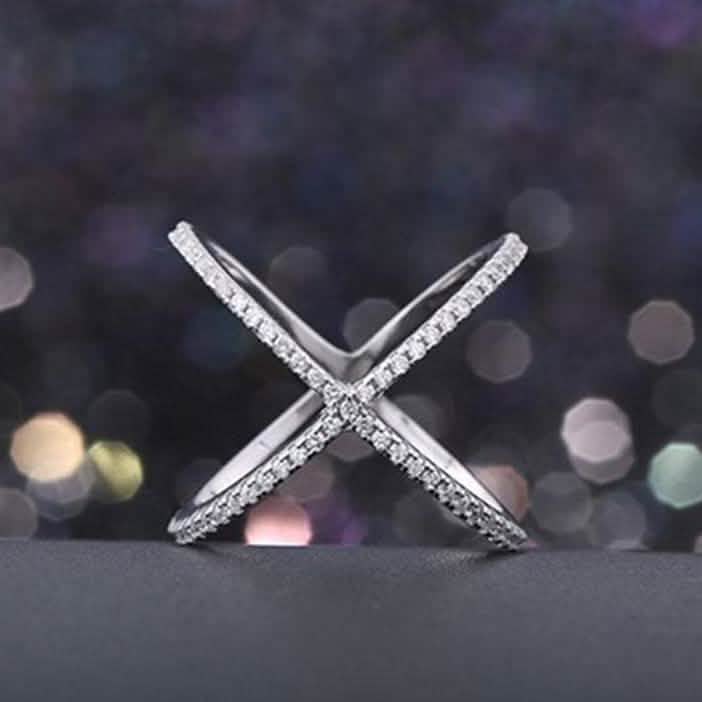 Cubic Zirconia Pave X Ring Rings - DailySale