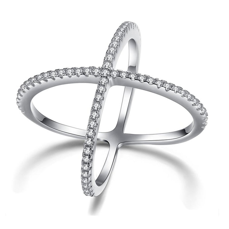 Cubic Zirconia Pave X Ring Rings - DailySale