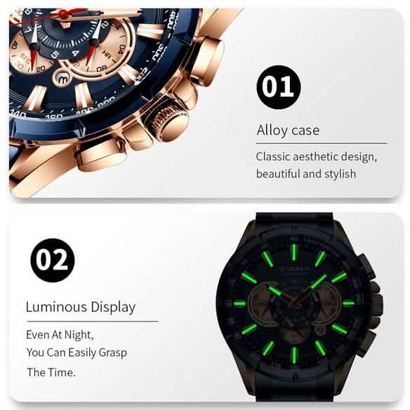 CURREN Men's Multifunctional Chronograph Calendar Quartz Waterproof Full Steel Watch Men's Shoes & Accessories - DailySale
