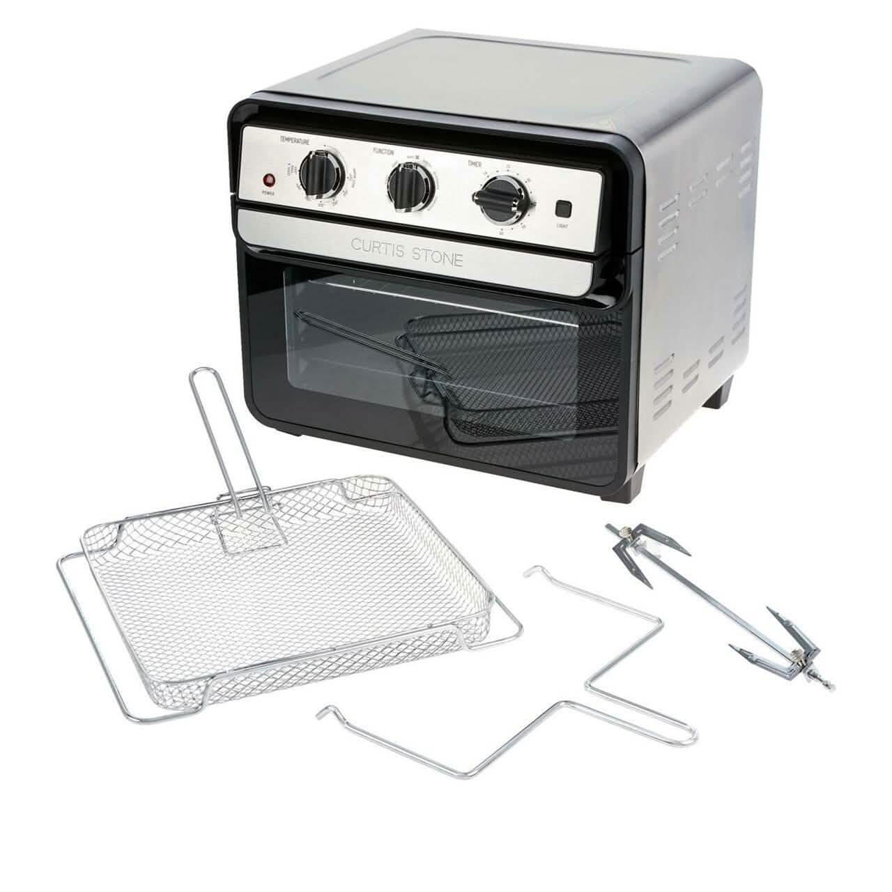 Curtis Stone Dura-Electric 1700-Watt 22L Air Fryer Oven with Rotisserie Kitchen & Dining Stainless - DailySale