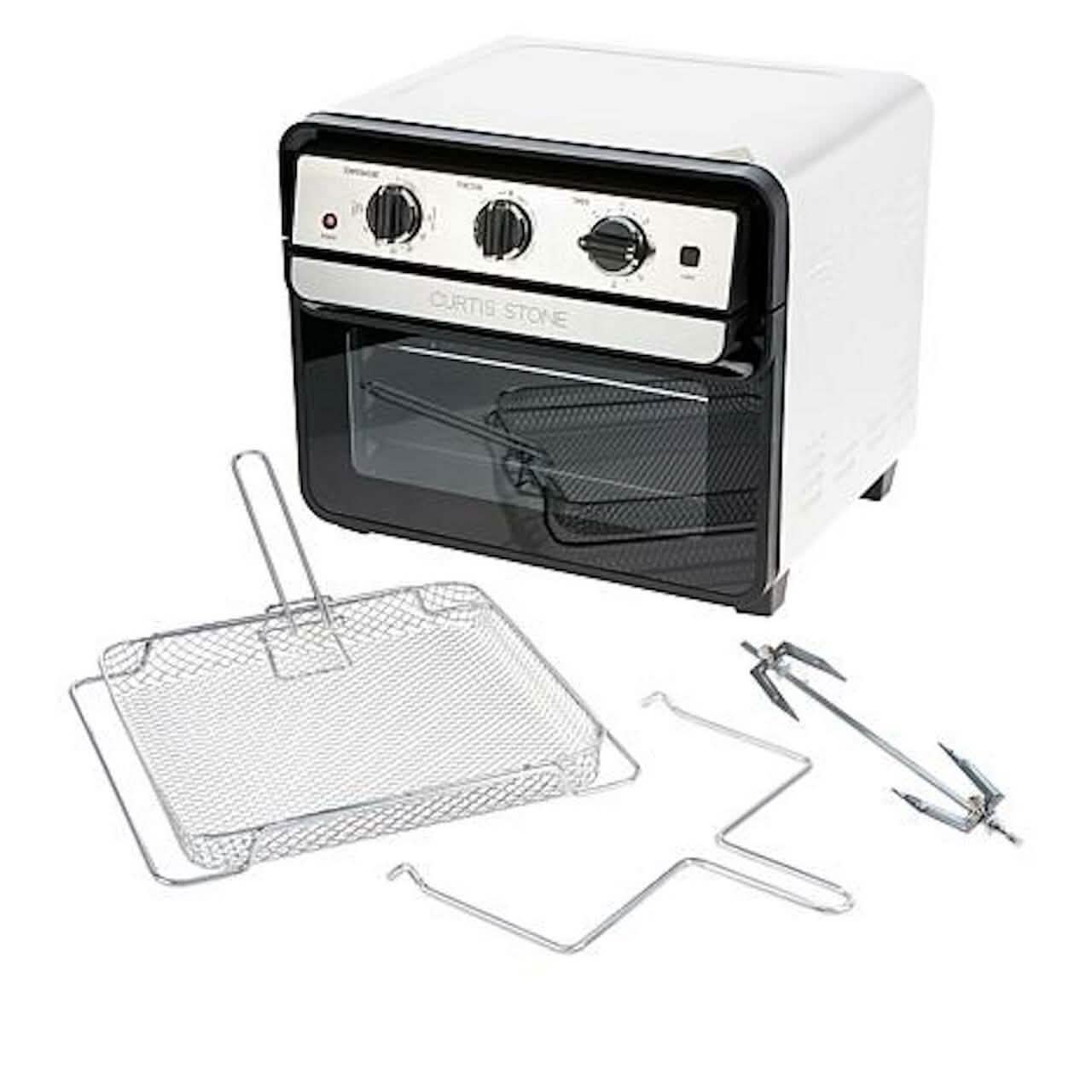 Curtis Stone Dura-Electric 1700-Watt 22L Air Fryer Oven with Rotisserie Kitchen & Dining White - DailySale
