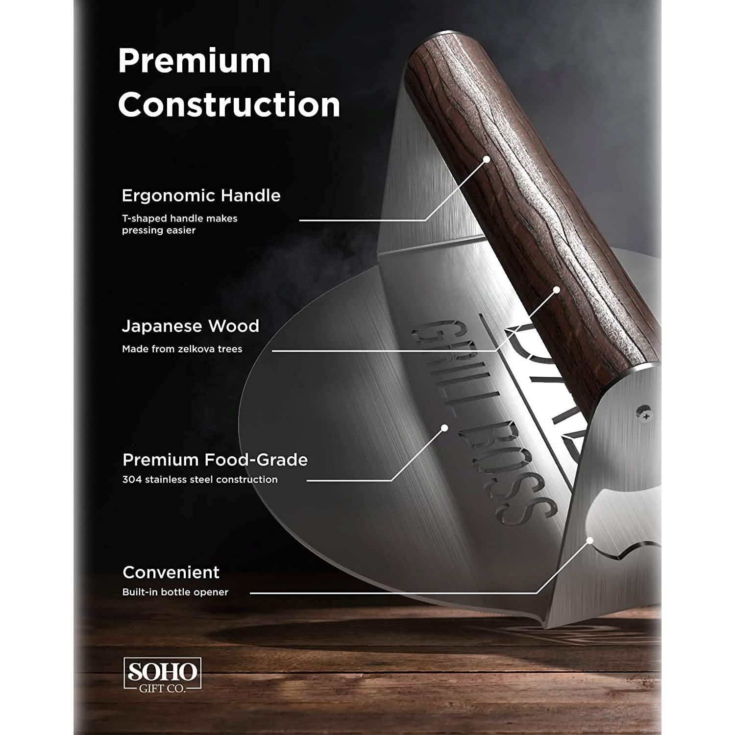 DAD The Grill Boss BBQ Press Grilling Stainless Steel Smash Burger Press Kitchen Tools & Gadgets - DailySale