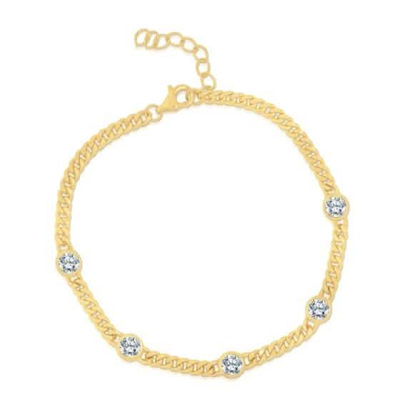 Dainty Bezel and Curb Bracelet Bracelets - DailySale
