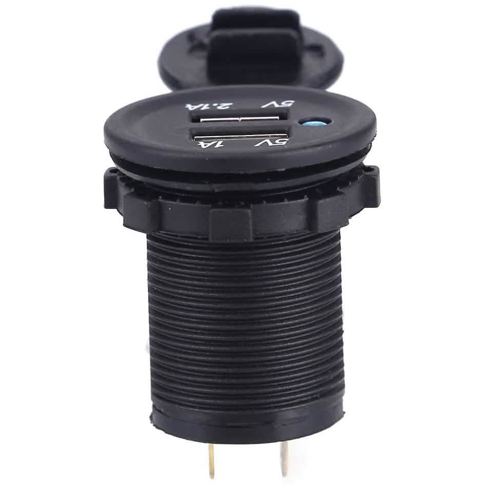 DC 5V 3.1A Dual USB Charger Socket Waterproof Power Outlet with Blue LED Automotive - DailySale