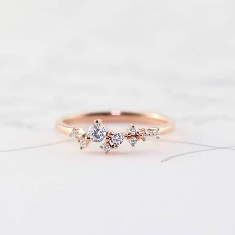 Delicate Cz Stackings Ring In 18Kt Gold Jewelry 6 Rose Gold - DailySale