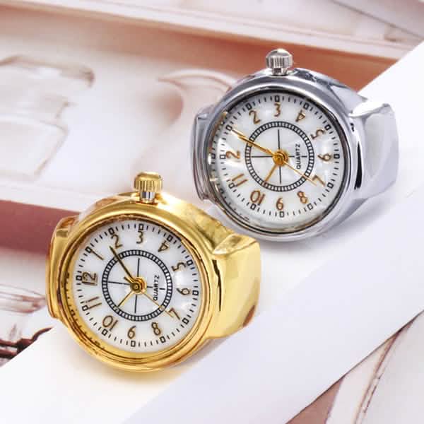 Dial Quartz Watch Creative Steel Cool Elastic Quartz Finger Ring Watch Rings - DailySale