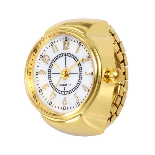 Dial Quartz Watch Creative Steel Cool Elastic Quartz Finger Ring Watch Rings Gold - DailySale