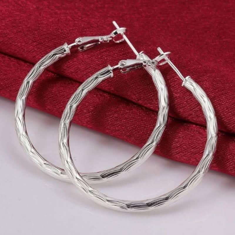 Diamond Cut Hoop Earrings In White Gold Jewelry - DailySale