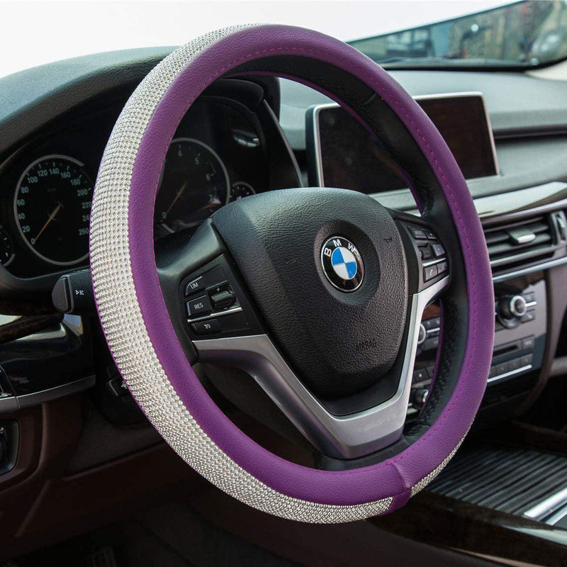 Diamond Leather Steering Wheel Cover with Bling Bling Crystal Rhinestones