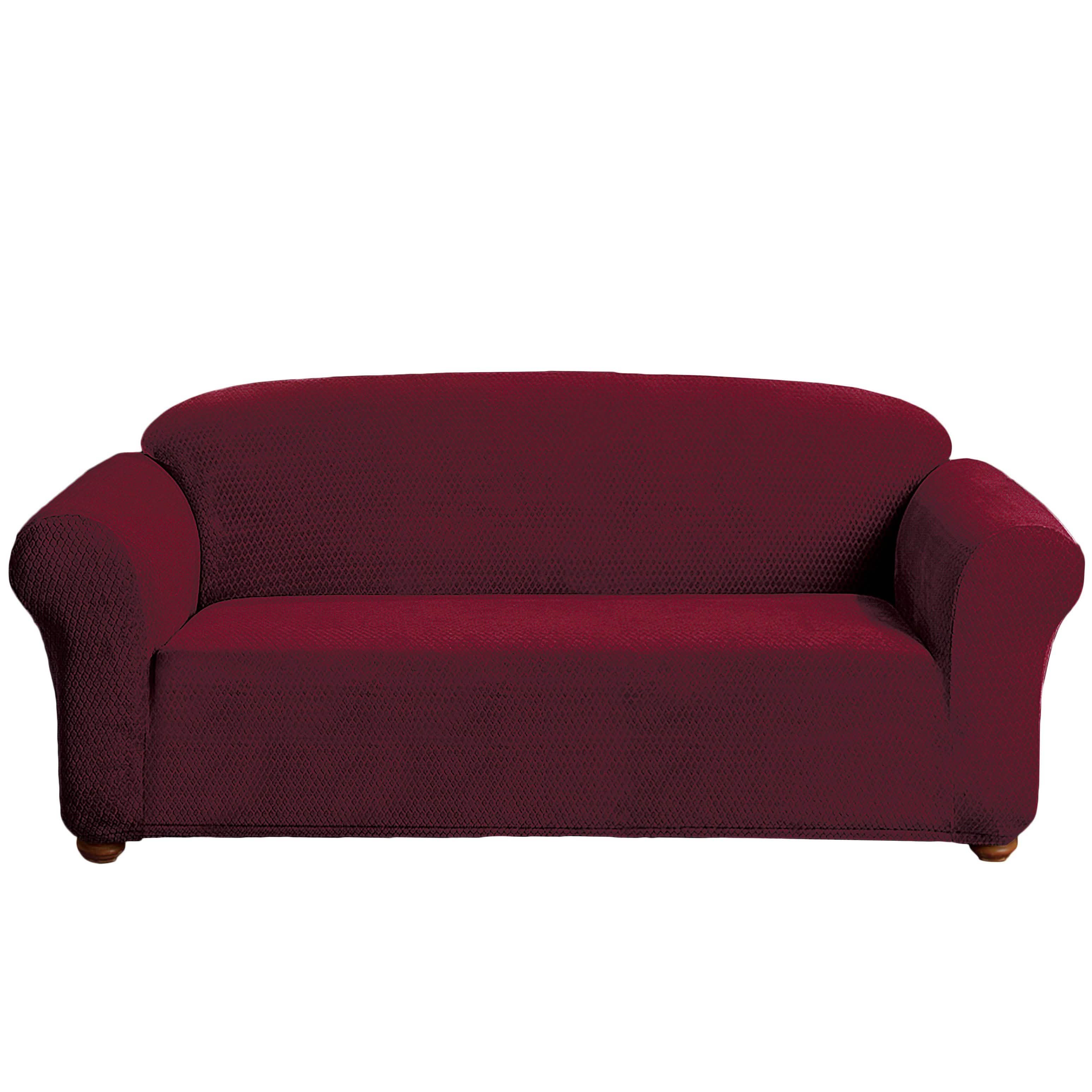 Diamond Pattern Velvet Waterproof Reversible Furniture Cover Furniture & Decor Burgundy Sofa - DailySale