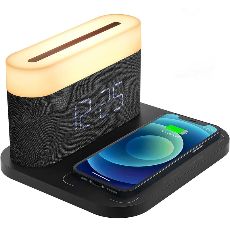 Digital Alarm Clock with Wireless Charging Household Appliances Black - DailySale