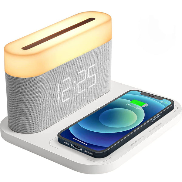 Digital Alarm Clock with Wireless Charging Household Appliances White - DailySale