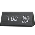 Digital Alarm Clock with Wooden Electronic LED Time Display Household Appliances Black - DailySale