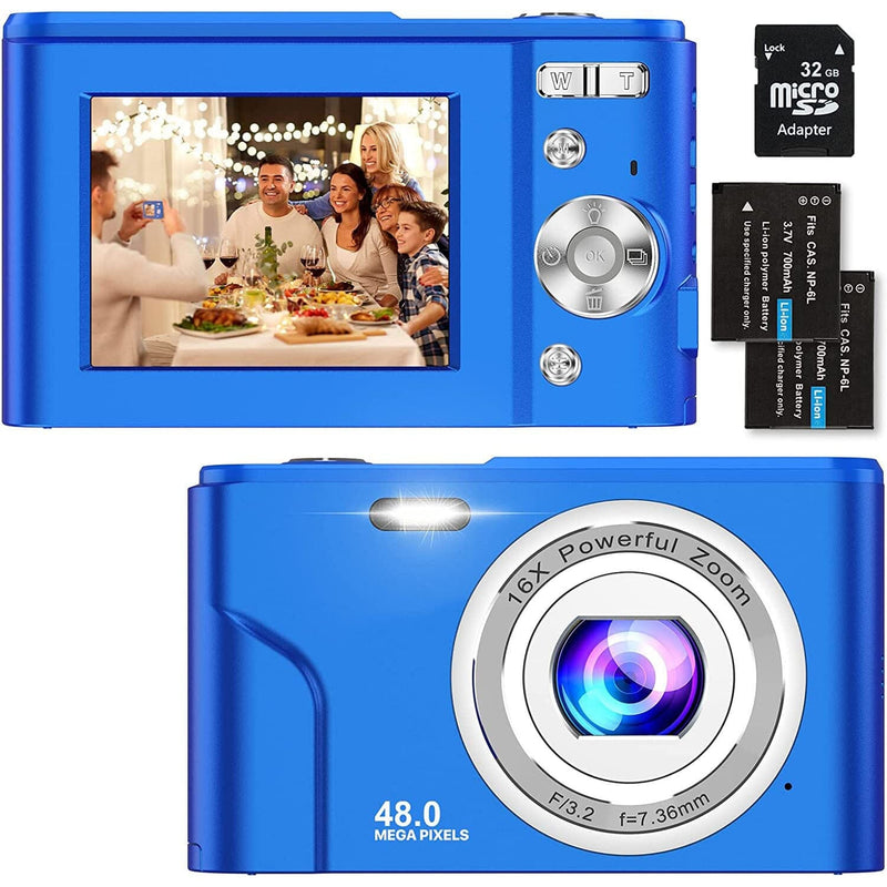 Digital Baby Camera 1080P 48MP with 32GB SD Card Cameras & Drones Blue - DailySale