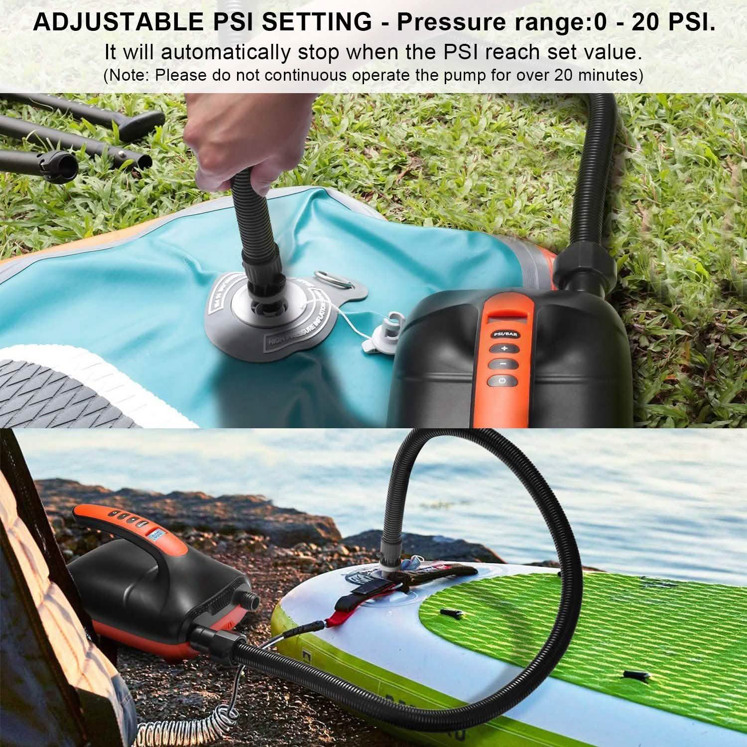 Digital Electric Air Pump Intelligent Dual Stage & Auto-Off Function for Paddle Boards Inflatable Boat Kayaks Sports & Outdoors - DailySale