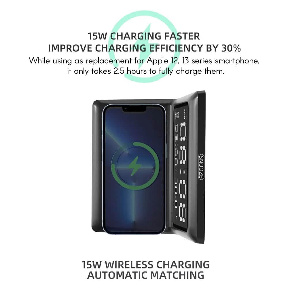 Digital Mirror Clock Wireless Charging Alarm Clock Household Appliances - DailySale