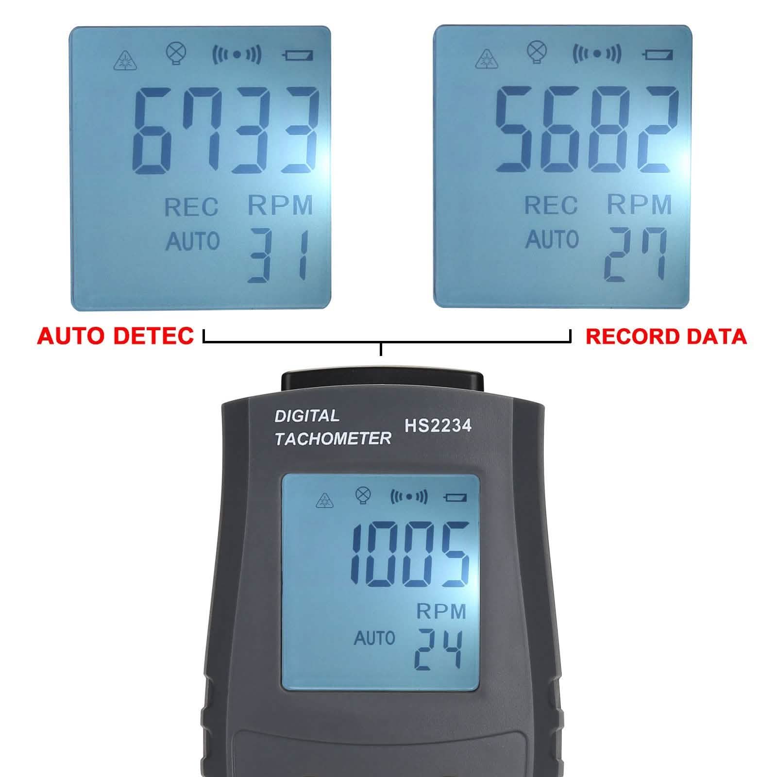 Digital Tachometer 2.5~99,999 RPM Accuracy Non-Contact Laser Photo Tachometer Automotive - DailySale