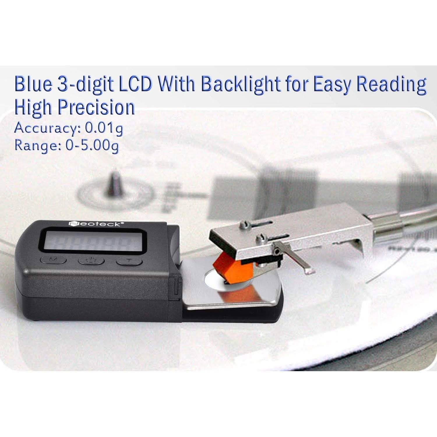 Digital Turntable Stylus Force Scale Gauge 0.01g/5.00g Blue LCD Backlight for Tonearm Phono Cartridge Headphones & Audio - DailySale
