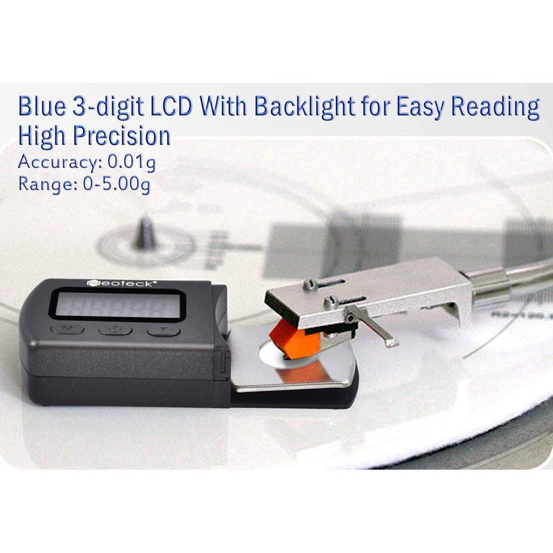 Digital Turntable Stylus Force Scale Gauge 0.01g/5.00g Blue LCD Backlight for Tonearm Phono Cartridge Headphones & Audio - DailySale