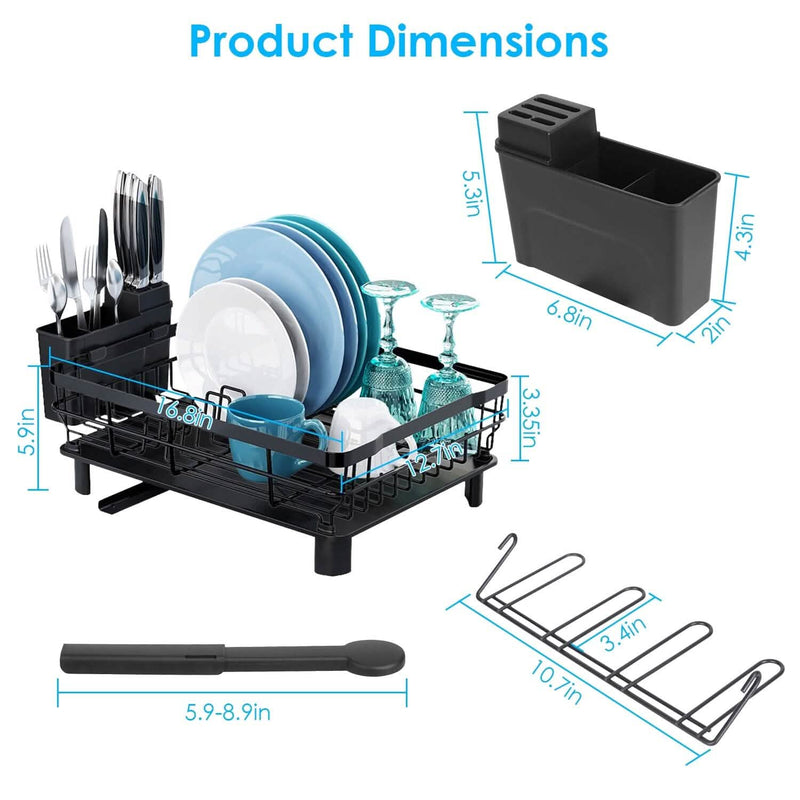 Dish Drying Rack Drain Board Utensil Holder Organizer Kitchen Storage - DailySale