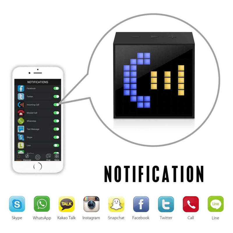 Divoom Timebox Mini Intelligent LED Light Bluetooth Speaker & Alarm w/App-Controlled Headphones & Audio - DailySale