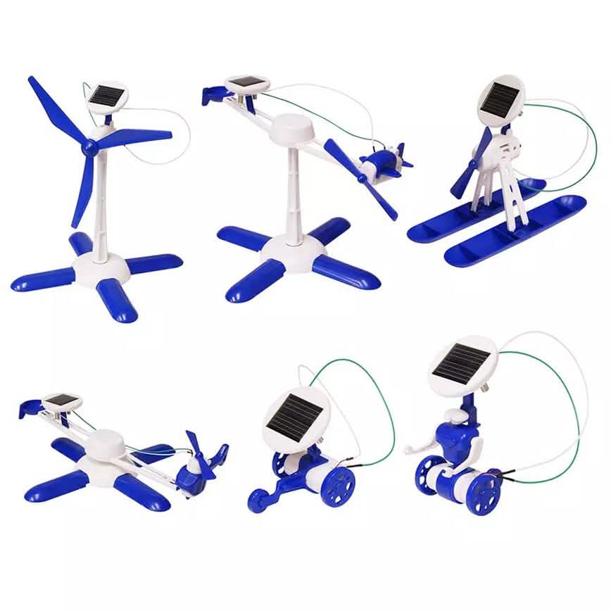 DIY Blue 6-in-1 Educational Solar Robot Vehicles Toys & Games - DailySale