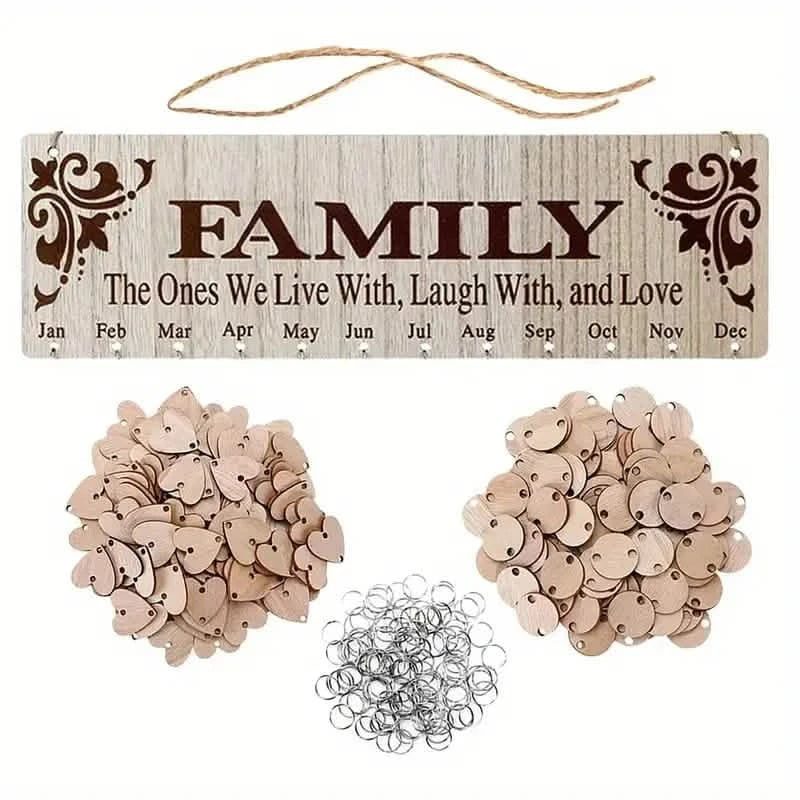 DIY Wooden Family Birthday Board Hanging Sign Pendant Furniture & Decor Family - DailySale