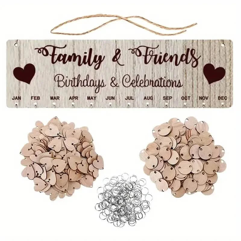 DIY Wooden Family Birthday Board Hanging Sign Pendant Furniture & Decor Family Friend - DailySale