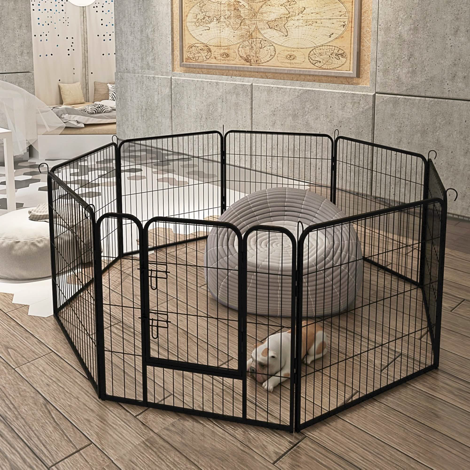 Dog Fence and Pet Playpen, Heavy Duty Foldable Metal 8 Panels Dog Pen 31.5" Height Pet Supplies - DailySale