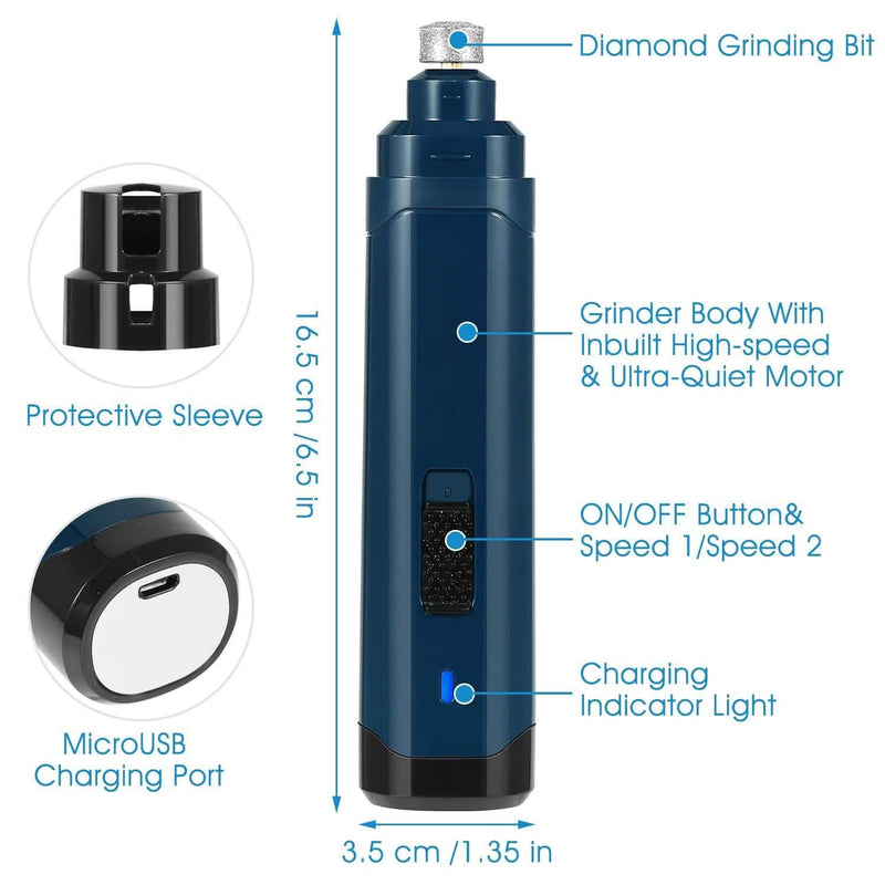 Dog Nail Grinder 2 Speeds Quiet USB Rechargeable Pet Supplies - DailySale