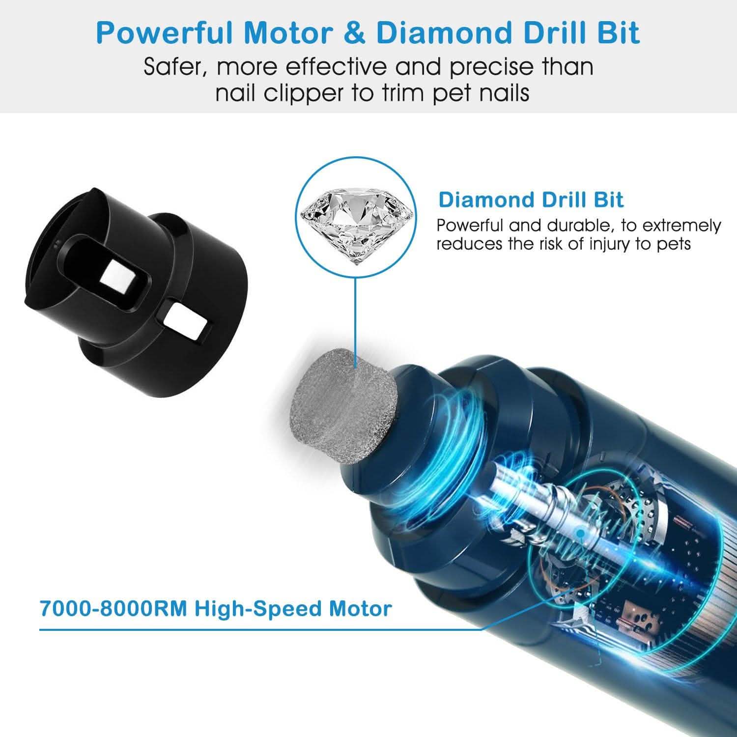 Dog Nail Grinder 2 Speeds Quiet USB Rechargeable Pet Supplies - DailySale