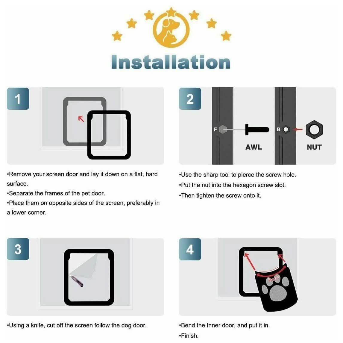 Dog or Cat Small Screen Locking Flap Door Magnetic Automatic Slide Protector Pet Supplies - DailySale