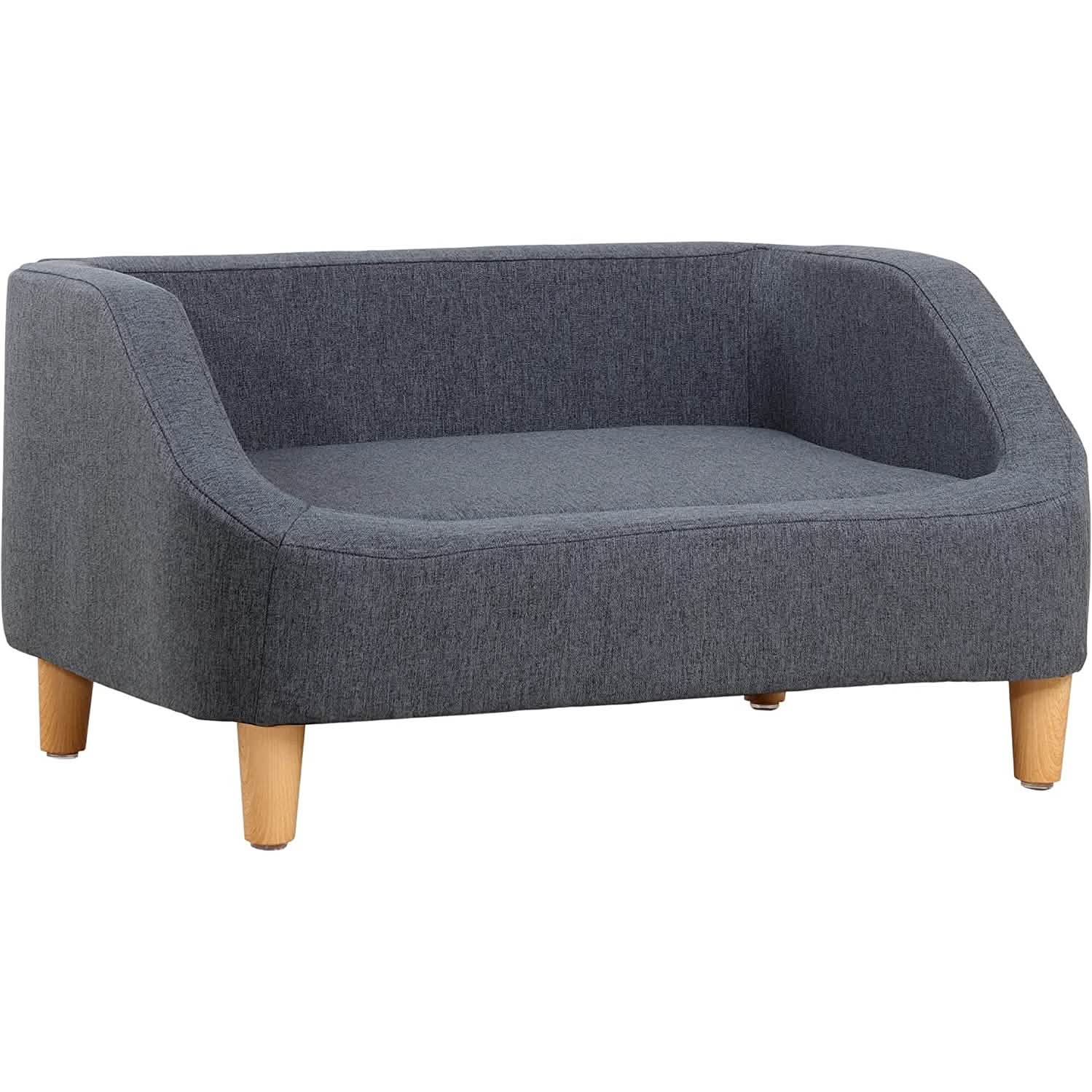 Dog Rectangular Sofa with Removable Cushion and Wooden Feet Pet Supplies Gray 30" - DailySale