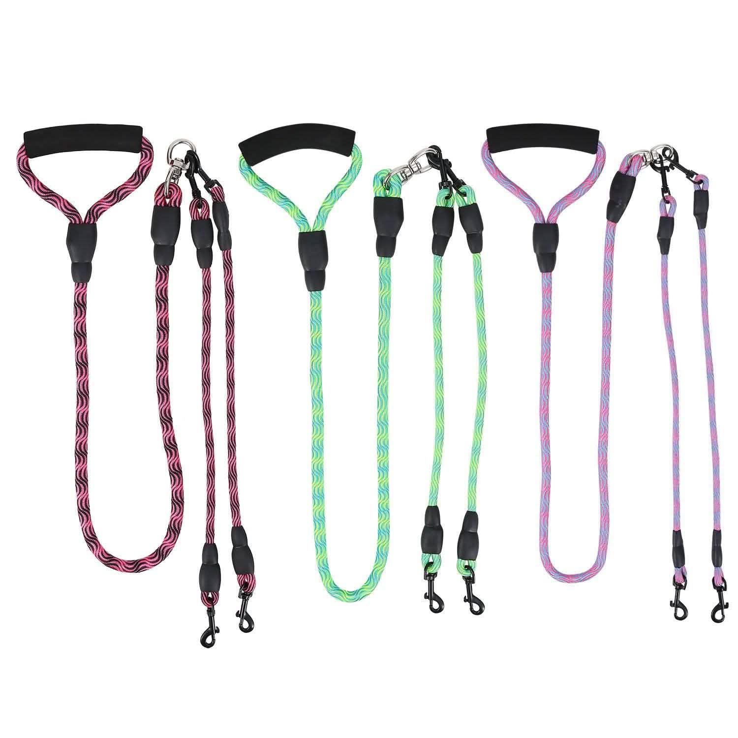Double Dog Leash No-Tangle with Swivel Coupler Padded Handle Pet Supplies - DailySale