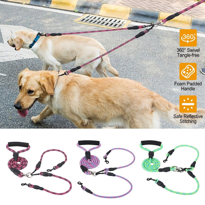 Double Dog Leash No-Tangle with Swivel Coupler Padded Handle Pet Supplies - DailySale