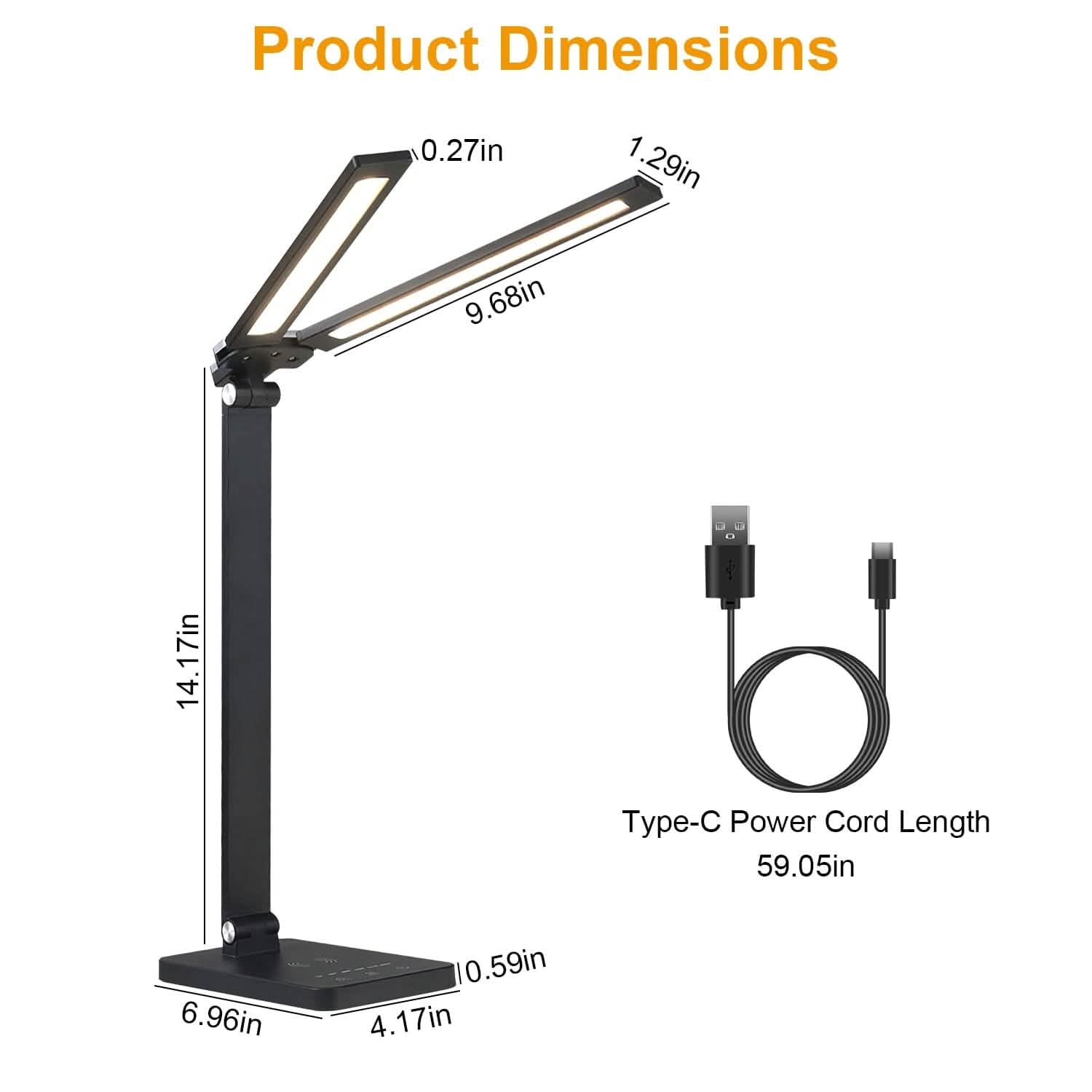 Double Head Desk Lamp with Wireless Charging USB Port Indoor Lighting - DailySale