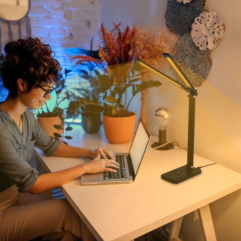 Double Head Desk Lamp with Wireless Charging USB Port Indoor Lighting - DailySale