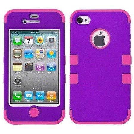 Double Layer Shockproof Hybrid Case for iPhone 4 & 4s in purple